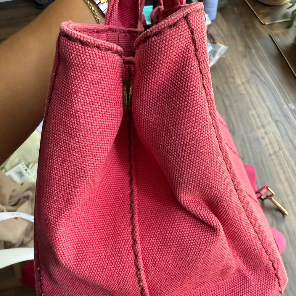 Prada Pink Canapa Canvas Tote Bag - Picture 7 of 10